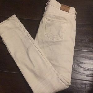 True Religion Halle Mid Rise Skinny Jeans Cream 25